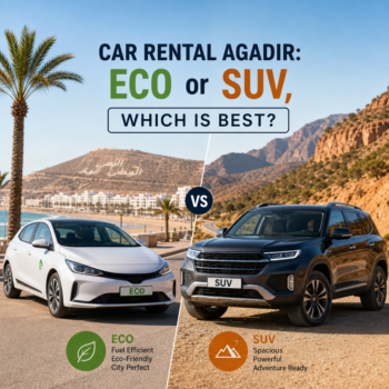 Eco car and SUV side by side for car rental in Agadir comparison