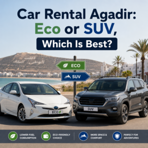 Eco car and SUV side by side for car rental in Agadir comparison